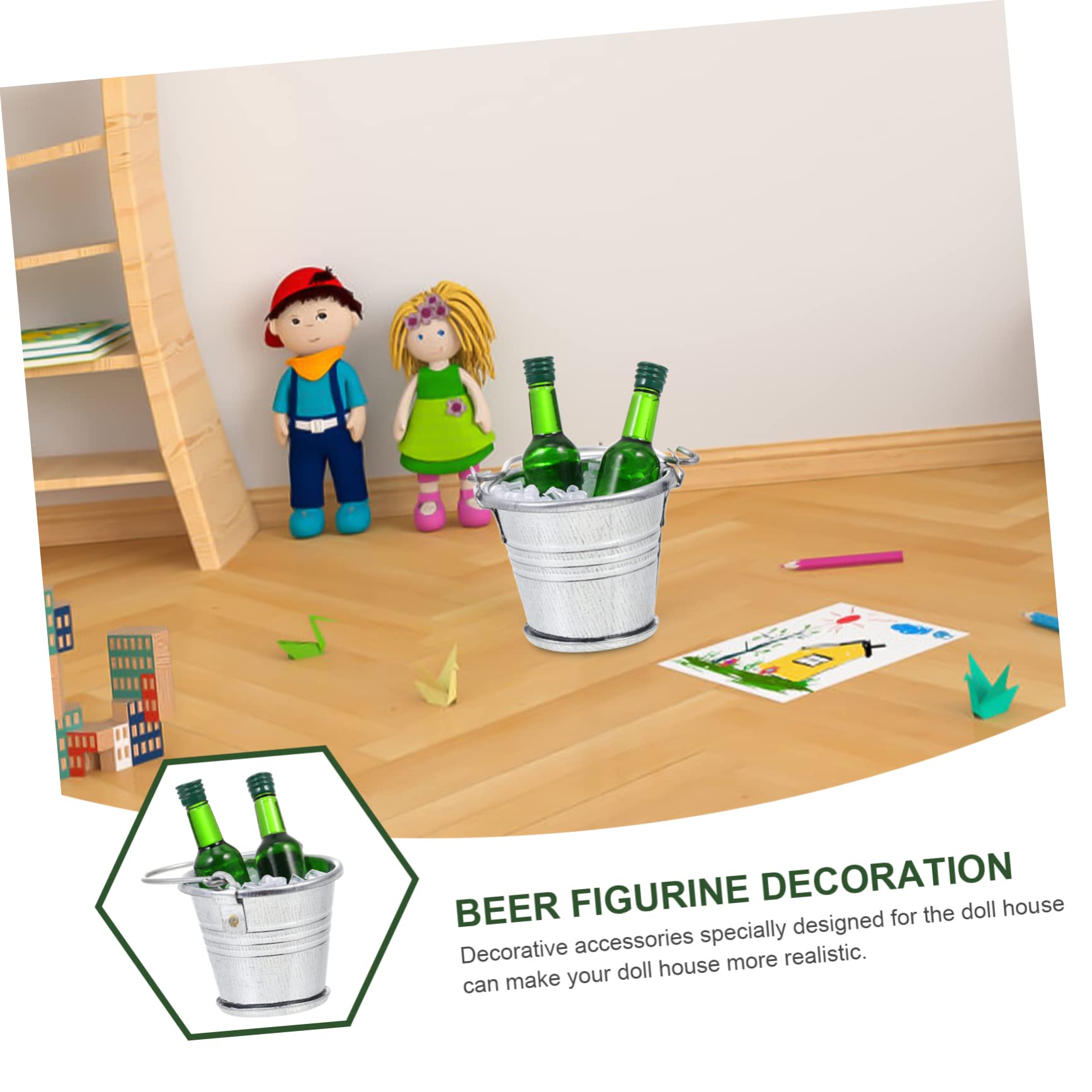 Miniatur-Bierfass Set Mit Flaschen & Eiswürfeln - Realistische Deko Für Puppenhäuser & DIY-Projekte