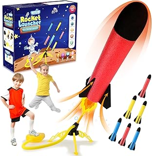 REFUN Rocket Launcher for Kids with 6 Foam Rockets - STEM Gift for Boys & Girls Ages 3+ - Christmas Xmas Easter Egg Gifts - Fun Outdoor/Indoor Toy