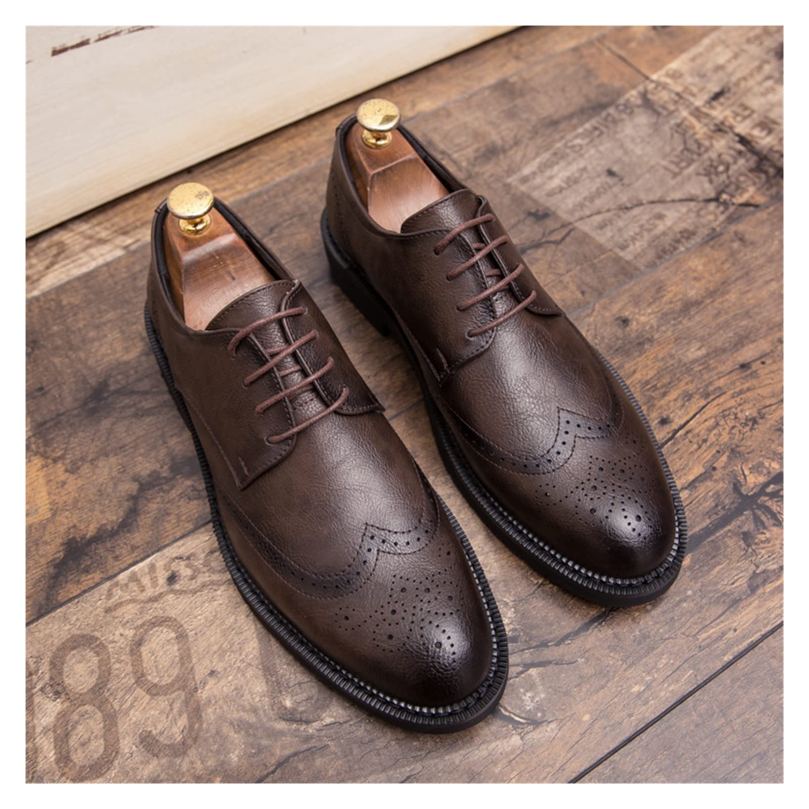 LAZIRO Scarpe in Pelle da Uomo d'Affari, Scarpe alla Moda, Scarpe da Uomo di Grandi Dimensioni, Scarpe Basse Casual in Pelle da Uomo alla Moda (Color : Bruin, Size : 43 EU)