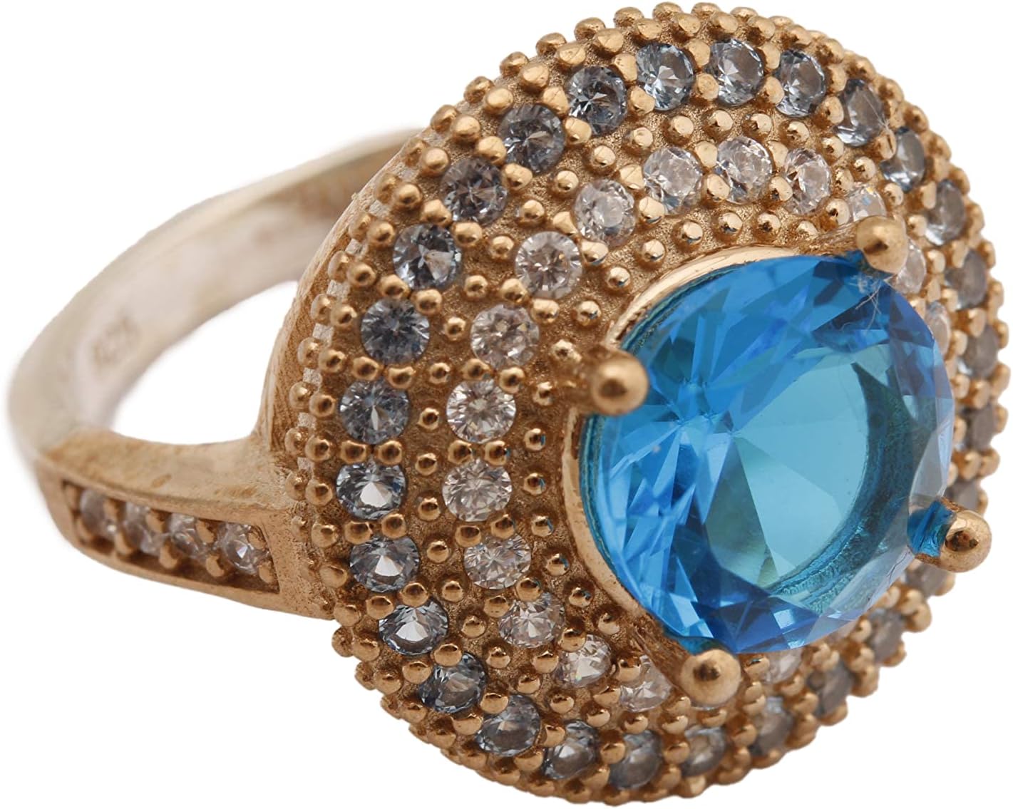 Turkish Handmade Jewelry Small Round Cut London Blue Topaz 925 Sterling Silver Ring Size All