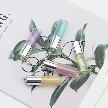 10 Pack 5mL Glass Roller Bottles Pearly Color with Keychain