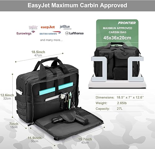 Miniatura 3 de Bolsa de mensajero táctica de Stypos para hombre, maletín militar para laptop de 14 pulgadas/15.6 pulgadas/17.3 pulgadas, bolsa de hombro para