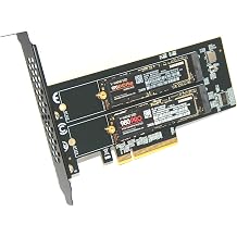 Dual NVMe SSD to PCIe 5.0/4.0/3.0 X8 or X16 Adapter, 2 Drive SSD Memory Expansion Card, Supports Boot/RAID, Requires PC/Server Motherboard with PCIe Bifurcation