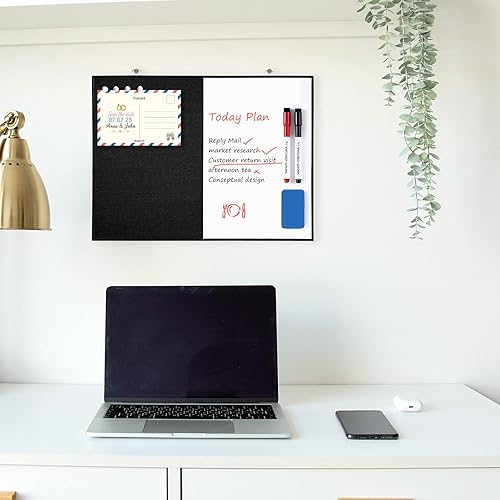 Vista 14 de ARCOBIS Tablero de corcho blanco Combo, tablero de anuncios pequeño de 12 x 16 pulgadas para pared, tablero magnético de borrado en seco de doble