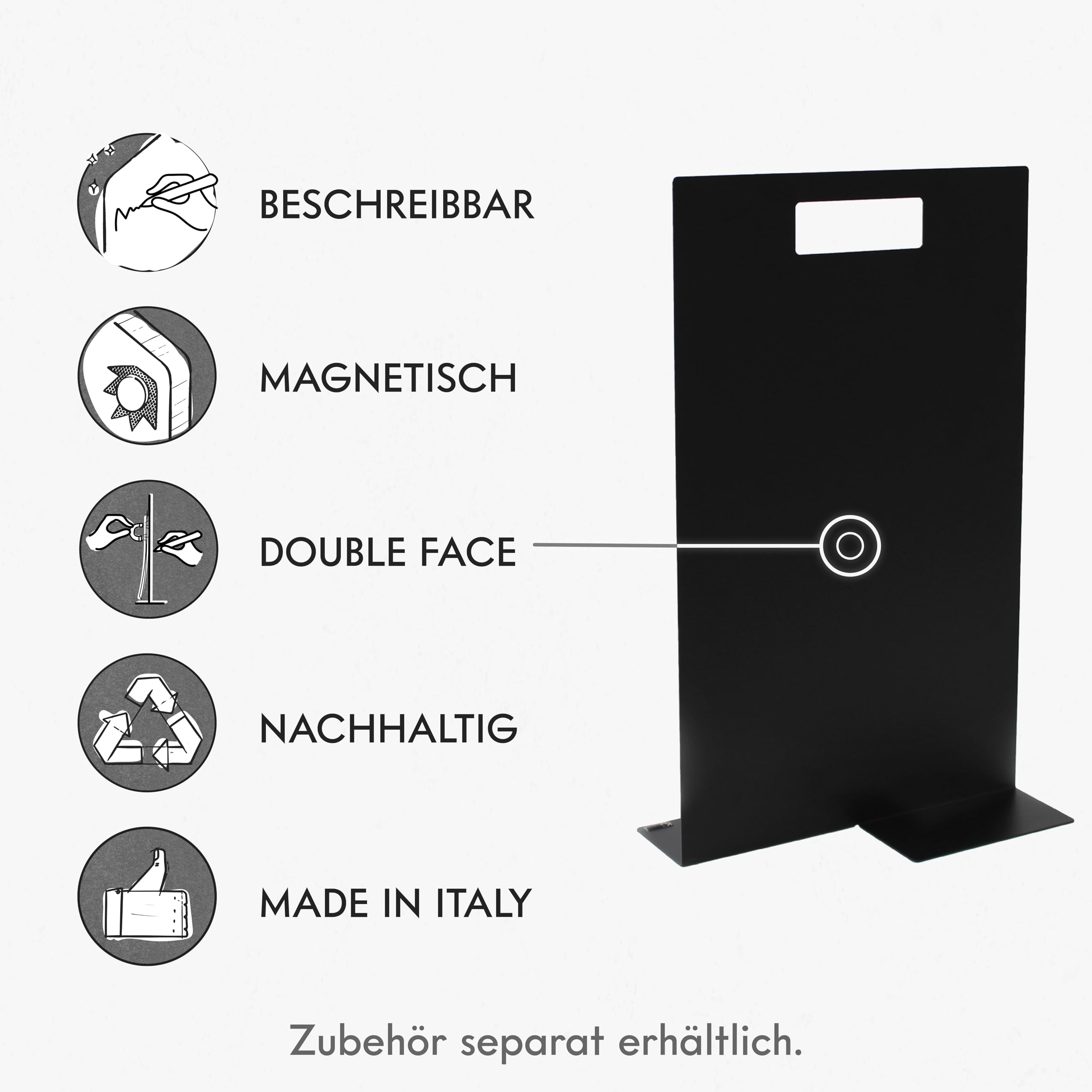 KalaMitica - Magnetische Tischtafel Format A3 – 30 x 50 cm – doppelseitige schwarze Tafel, beschreibbar und abwischbar - Thekenaufsteller, Menühalter für Restaurant, Bar, Geschäft