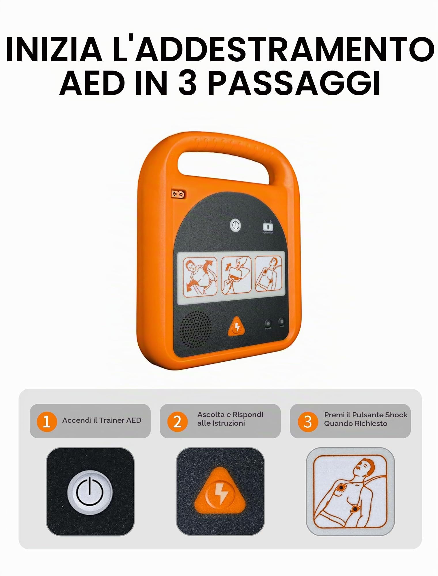 AED Trainer, dispositivo portatile di allenamento con 4 scenari, istruzioni vocali in inglese solo per principianti di primo soccorso studenti tirocinanti