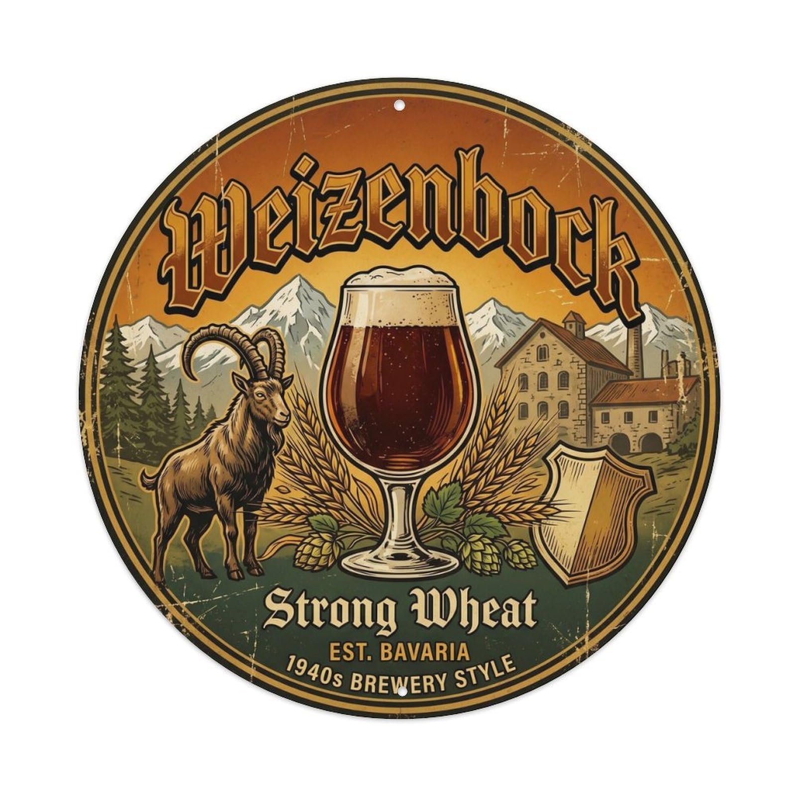 Old School German Weizenbock Brewery Culture Keg Tap Metal Tin Sign
