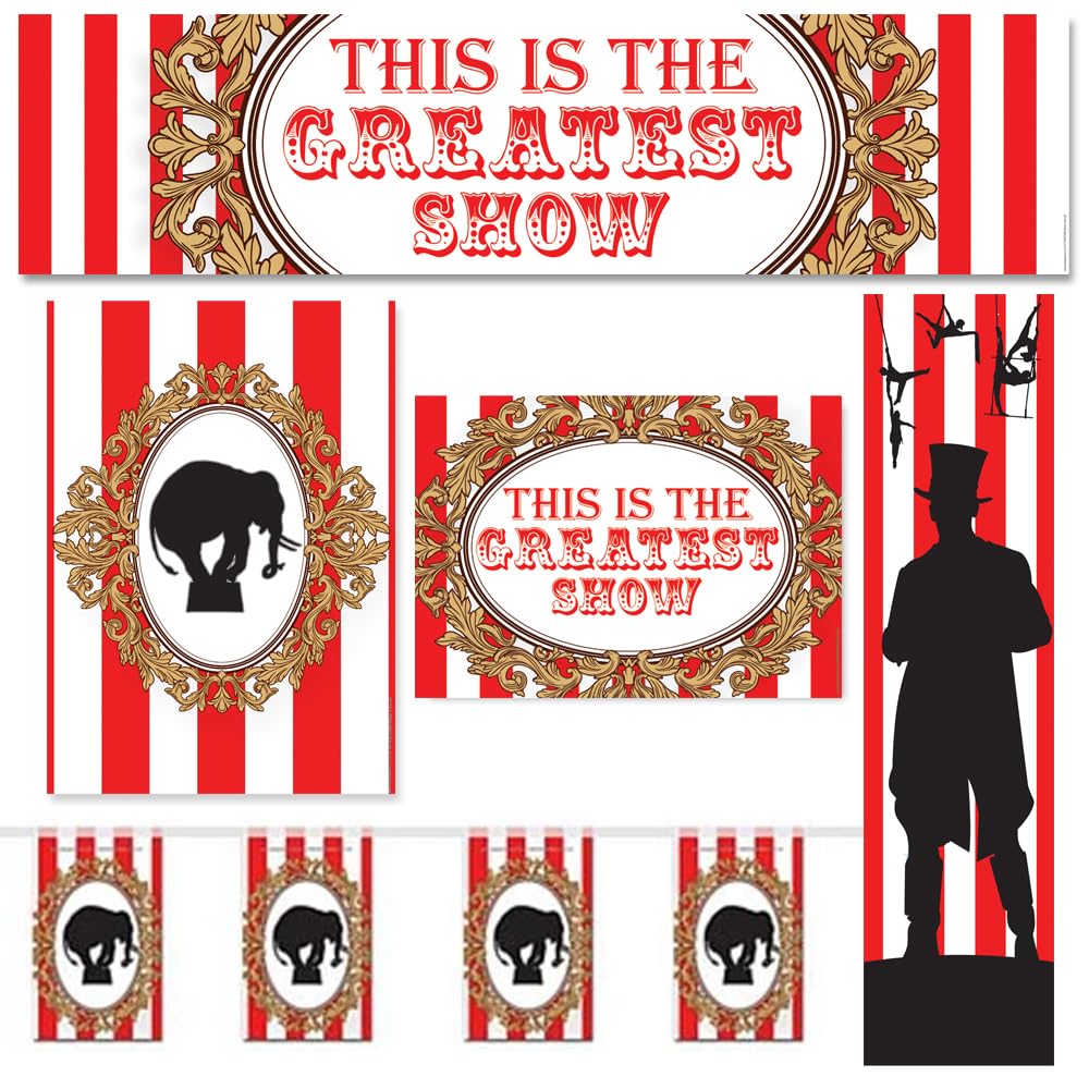 The Greatest Show Circus Party Decorations - Banners, Posters, Bunting - Decorating Pack