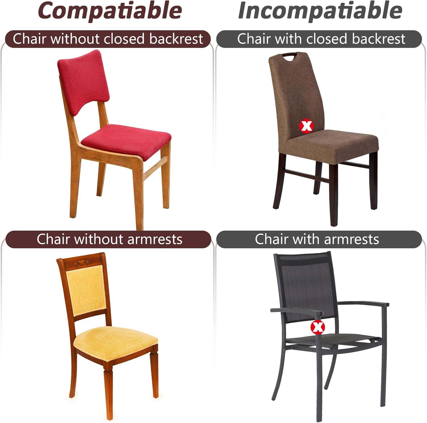 6 Pack Plastic Chair Covers for Dining Room,W18*D17 Inches Clear PVC Kitchen Chair Seat Protectors (6, W18 * D17 * H6 inches)