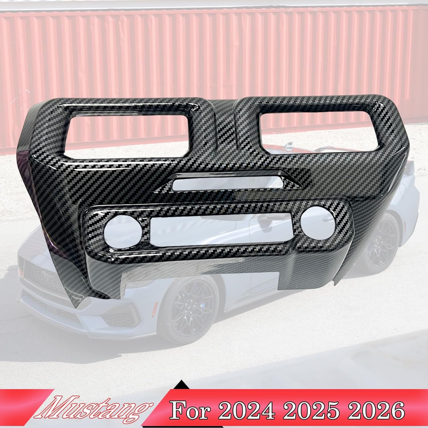 A/C Vent Trim Panel Cover, for Ford Mustang 2024 2025 2026 - ABS Carbon Fiber Dashboard AC Air Vent Outlet Grain Sport Interior Trim Accessories（B-Shape）