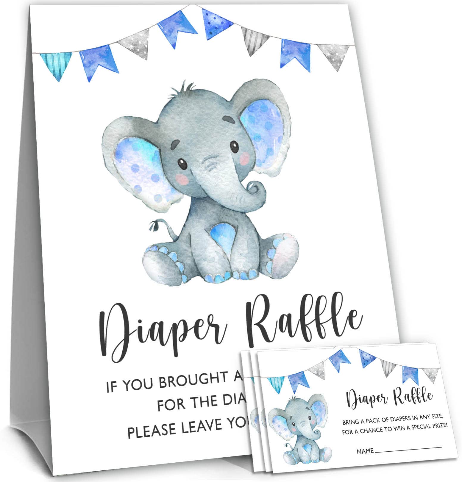 Buy Boy Elephant Diaper Raffle Tickets and Sign, Elephant Baby Shower