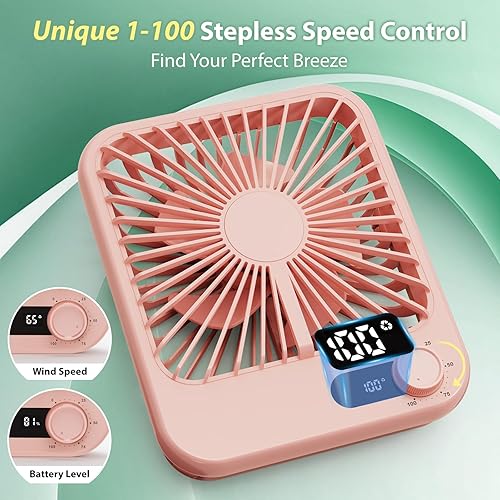 Miniatura 2 de Ventilador de viaje para dormir, ventilador portátil para artículos esenciales de verano, pequeño ventilador de escritorio recargable de 100