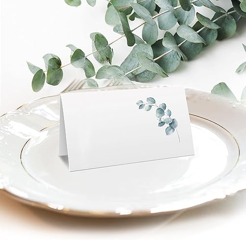 Miniatura 2 de CLEVER SIGNS Tarjetas de lugar para bodas o fiestas, tarjetas de lugar de asiento para mesas, puntuadas para plegarse fácilmente, diseño de flores,