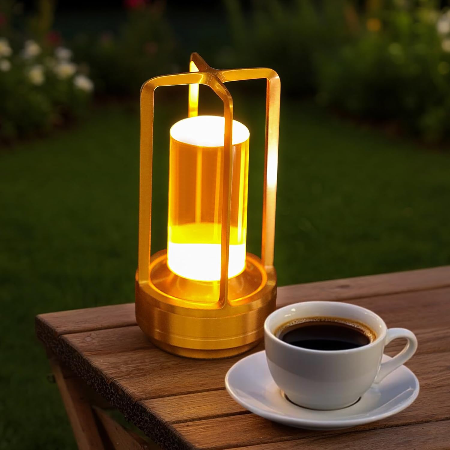 2-Pack Portable Touch Control Table Lamp with 5000mAh Battery, 3-Color Stepless Dimming Cordless LED Light for Bedroom/Camping/Restaurant/Bar Indoor & Outdoor（2-Pack Gold）