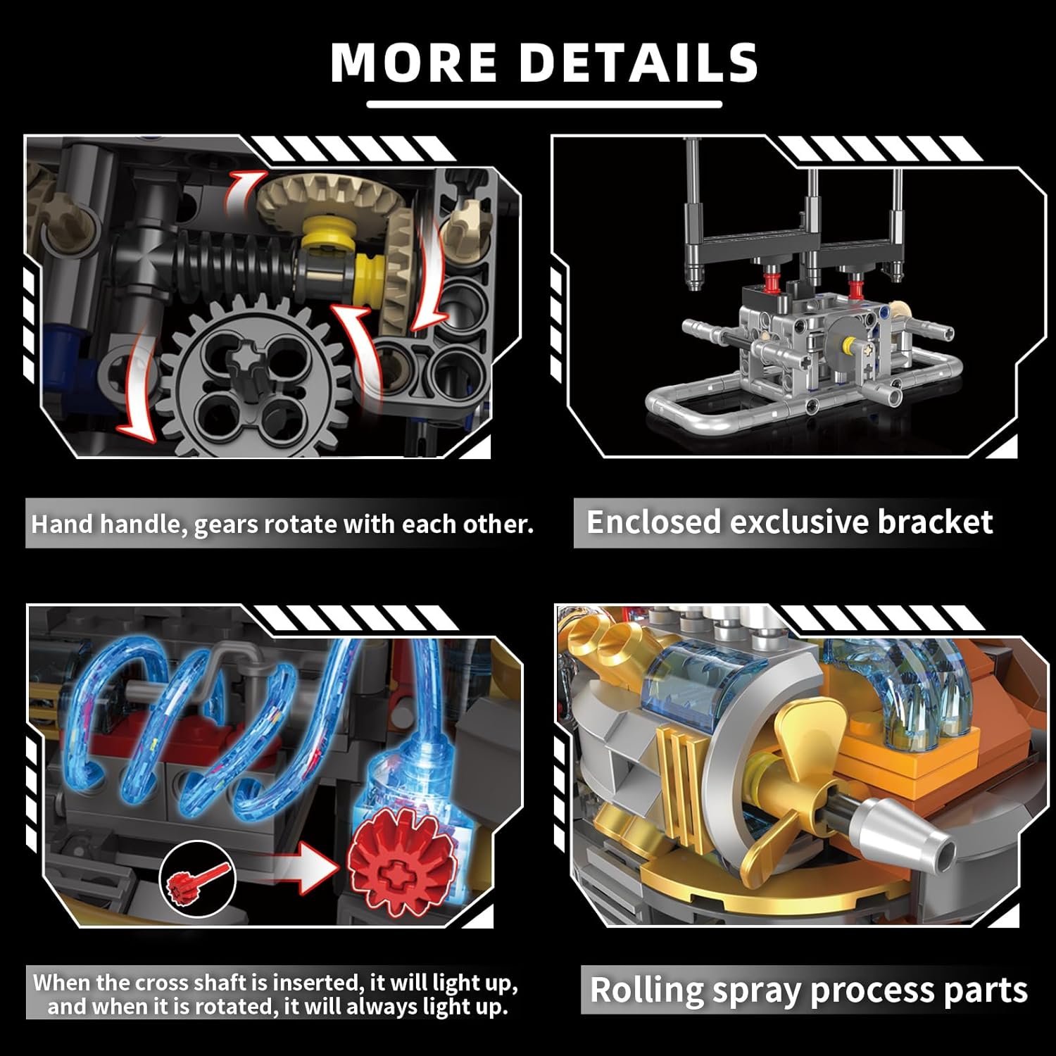 Mechanical Turtle Building Set with Lights, Rotatable Link Components & Display Stand, STEM Building Set for Boys and Girls 8-14, Home Office Decor for Adults, Mechanical Enthusiasts(659PCS) - Image 4