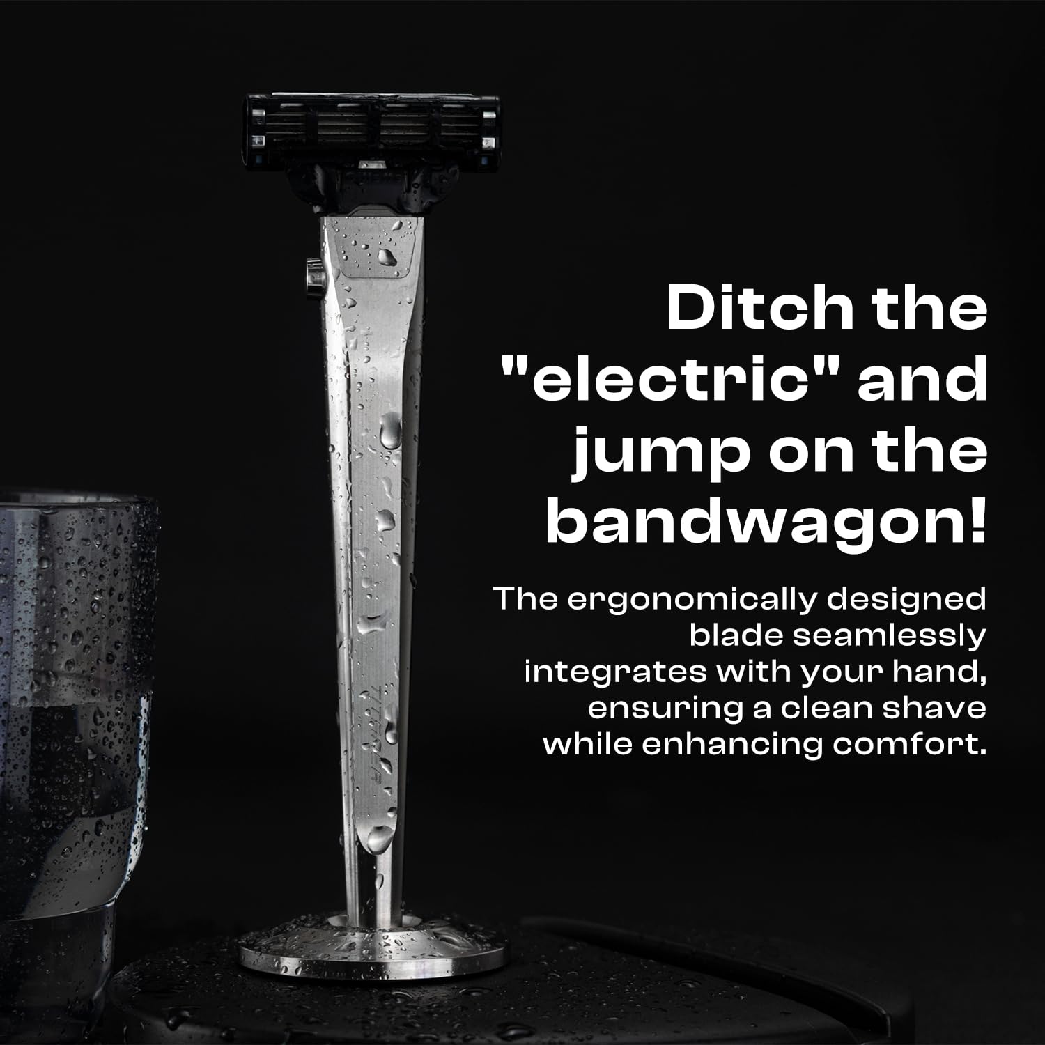 Titanium 3-Layer Razor Handle with Quick Release Button, Compatible with Mach3 Blades, Rustproof & Lightweight, Includes Round Stand (Sliver)