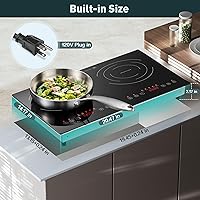 Vista 7 de Induction Cooktop with 2 Burners, Horizontal Electric Stove, Built-In Induction Cooker, 1800W Sensor Touch Electric Cooktop, 18 Power Levels, Timer