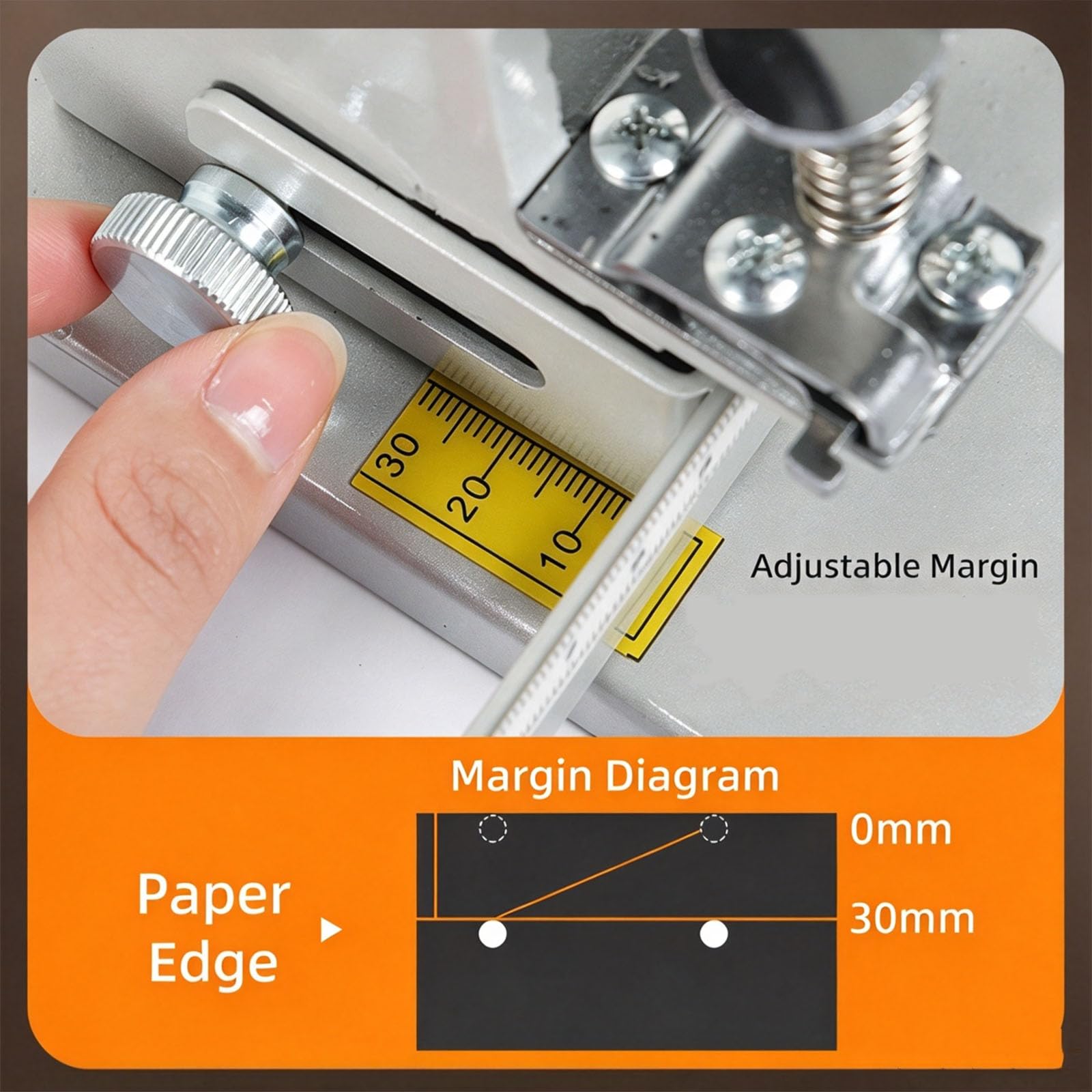 Perforatrice Manuale A Foro Singolo, Perforatrice Per Carta Con Righello Mobile E Pressa Per Carta, Diametro Di Foratura 3-8 Mm, Margini Regolabili, Per Etichette E Segnalibri. 4mm