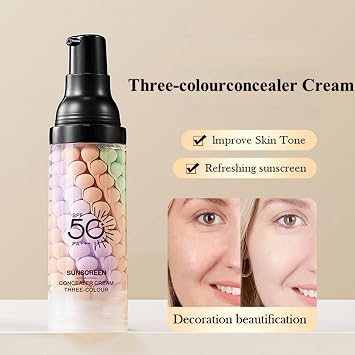 3 In 1 Primers for Face Before Makeup, Sunscreen Isolation Cream, SPF 50, Color Corrector Face Primers, Oil Control Moisturizing Makeup-Primer, Even Skin Tone, Brightening Skin