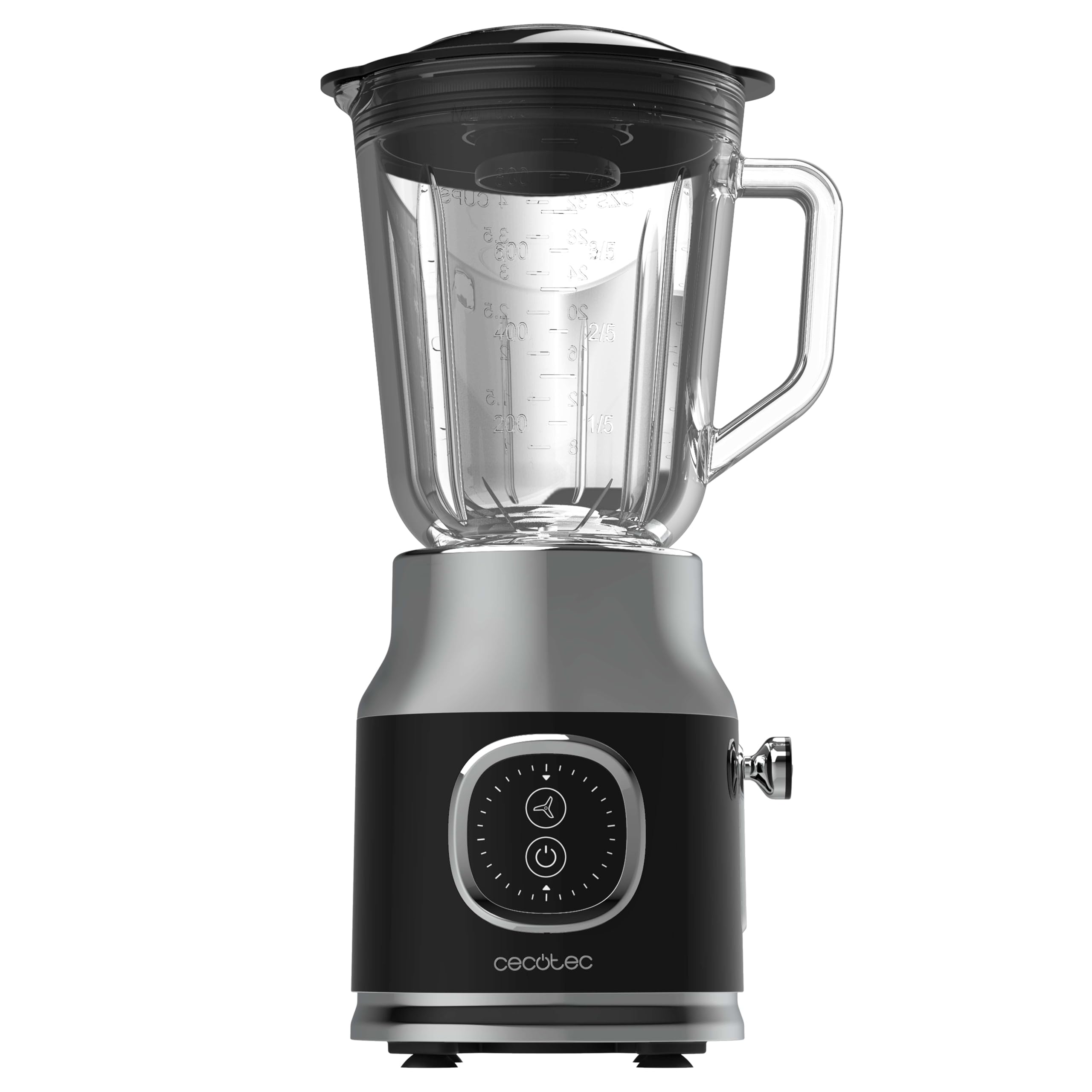 Cecotec Frullatore da Tavolo Retro RetroTwist Black. 800W di Potenza, Funzione Pulse, Lama a 4 Lame con Rivestimento in Titanio Nero e Brocca da 1L, Design Vintage Nero