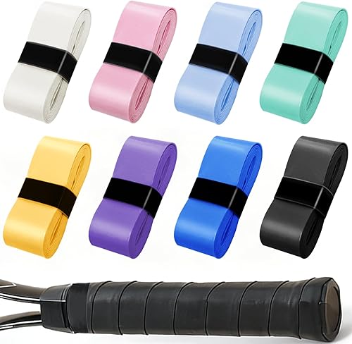 Cinta de agarre para raqueta de tenis, paquete de 8 cintas antideslizantes y súper absorbentes, de agarre seco, material de poliuretano suave,