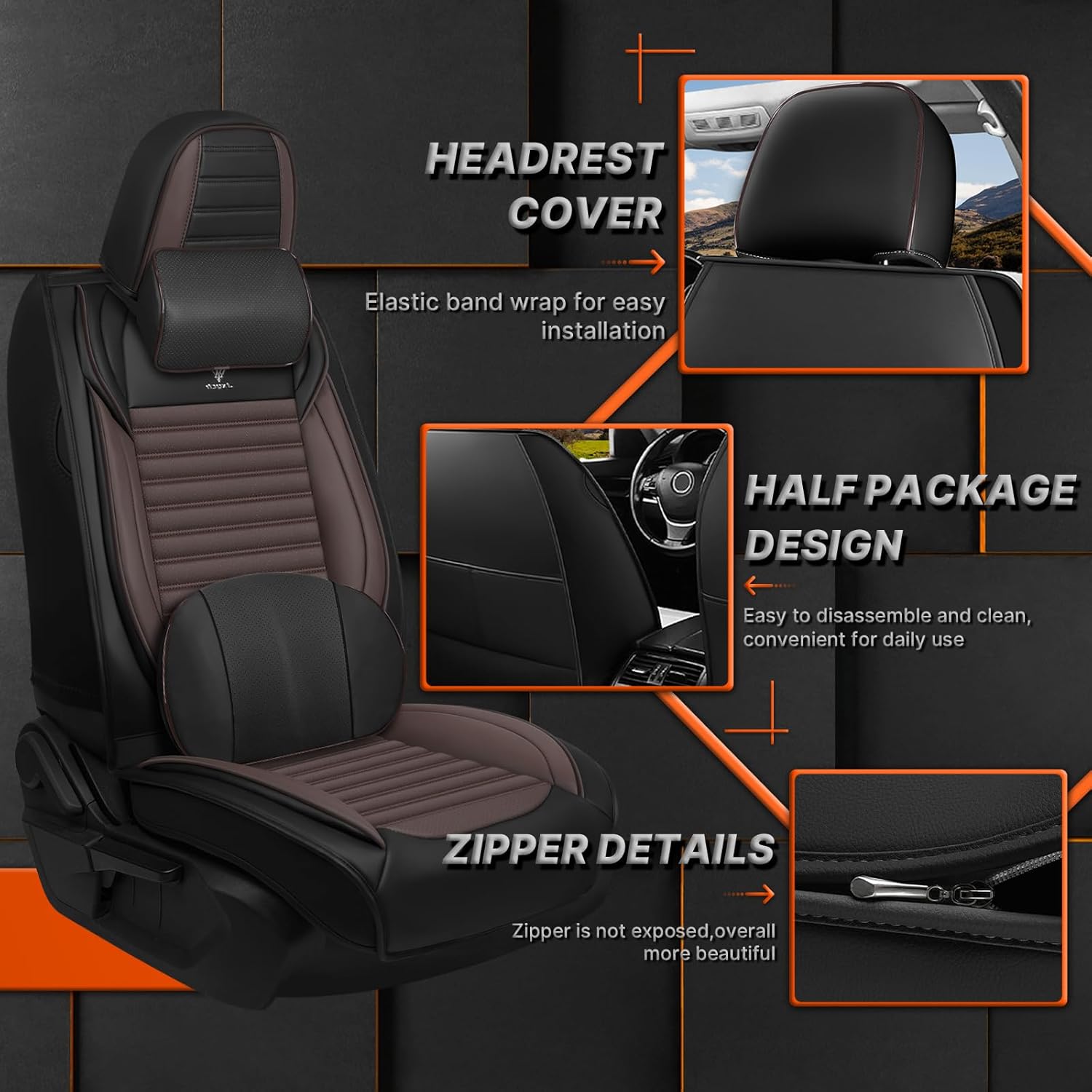 Car Seat Covers Custom Fit for Toyota Tundra 2000-2026- Breathable Leather Cushion Comfortable Luxury Front Set, Anti-Slip & Premium Design (Black Coffee)