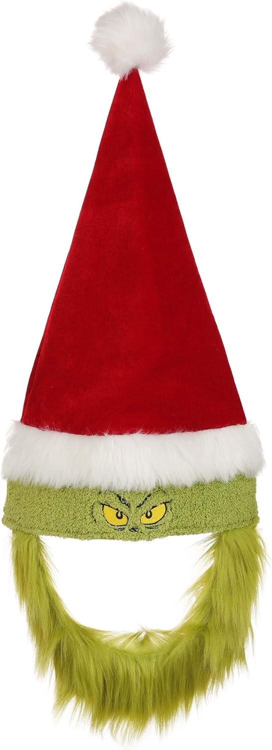 Dr. Seuss Grinch Santa Hat Adult Christmas Costume Accessory Festive Holiday Whoville