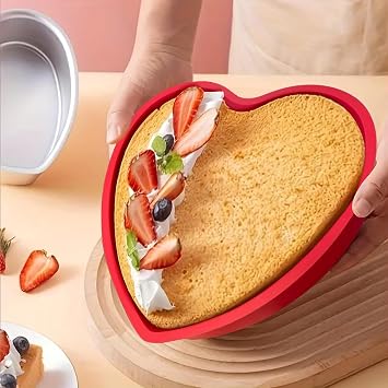 Heart Shaped Cake Tin, 3pcs 6 Inch Silicone Love Cake Moulds, Cake Baking Pan Non-Stick Quick Release Suitable Baking Tray for Muffins Puddings Bread