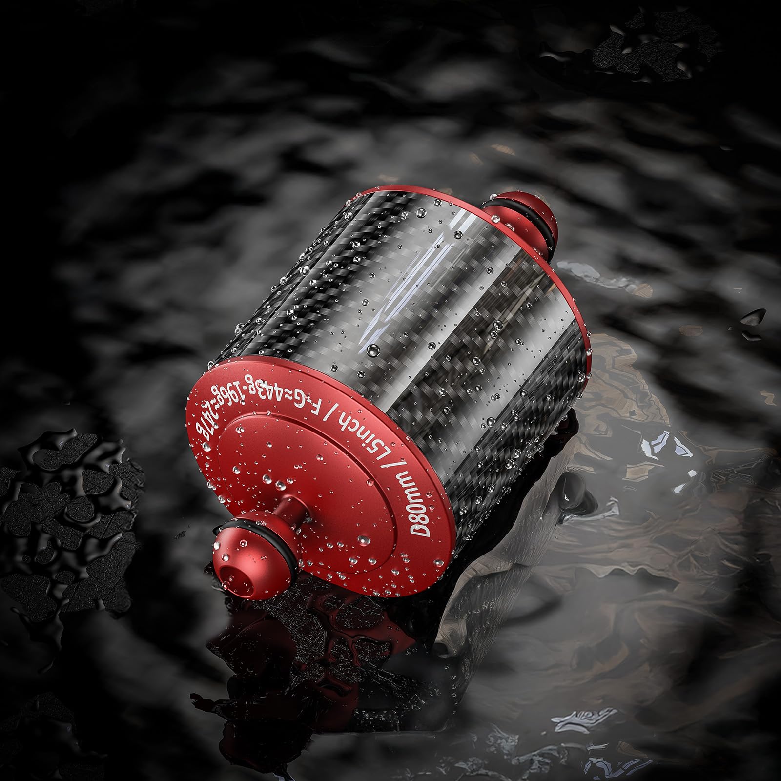 Carbon Fiber Underwater Float Arm with Dual Ball Mounts for Photography and Video, Compatible with Diving Trays, Video Lights, Strobes (red, 80mm5')