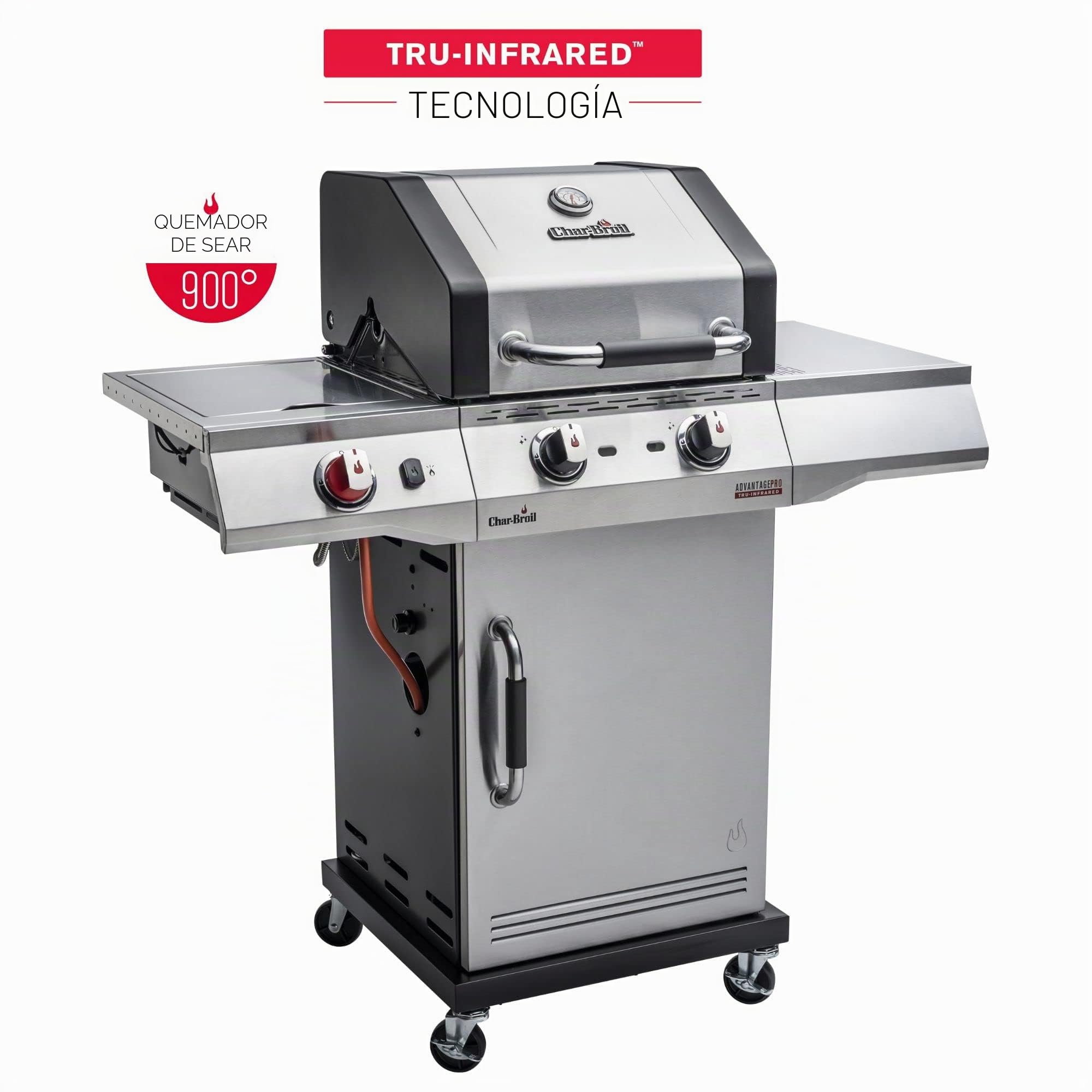 Char-Broil Barbacoa de Gas Advantage PRO S 2 - Barbacoa a gas con 2 quemadores de acero inoxidable y TRU-Infrared Technology, quemador de alto rendimiento de 900 °C, rejillas de hierro fundido
