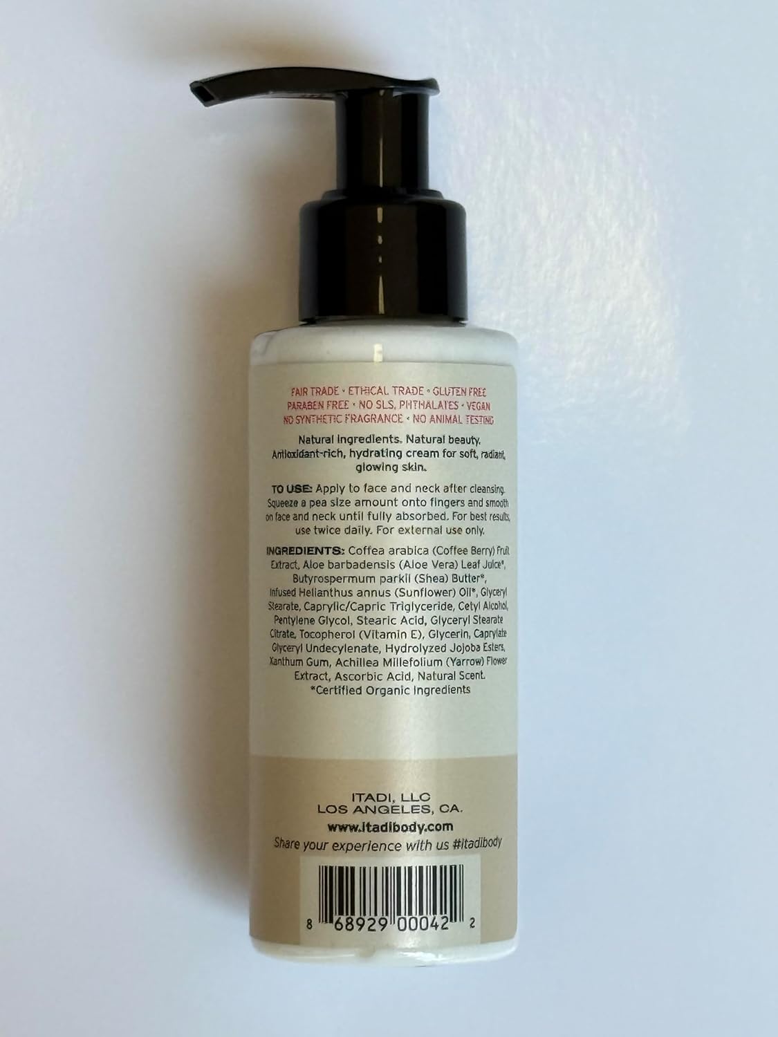 ITADI Organic Natural Daily Face Moisturizer Cream | Coffee Berry, Aloe Vera & Shea Butter Infused Hydration | Soothing for Dry Skin | Lightweight Face Cream With Vitamins + Aloe Vera - 4 fl oz - Image 8