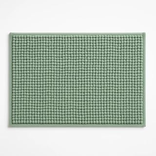 Tapete de Banheiro Microfibra Macarrão Bolinha Popcorn 40x60cm — Antiderrapante, Super Macio, Absorvente, Lavável, Secagem Rápida (Verde Claro)