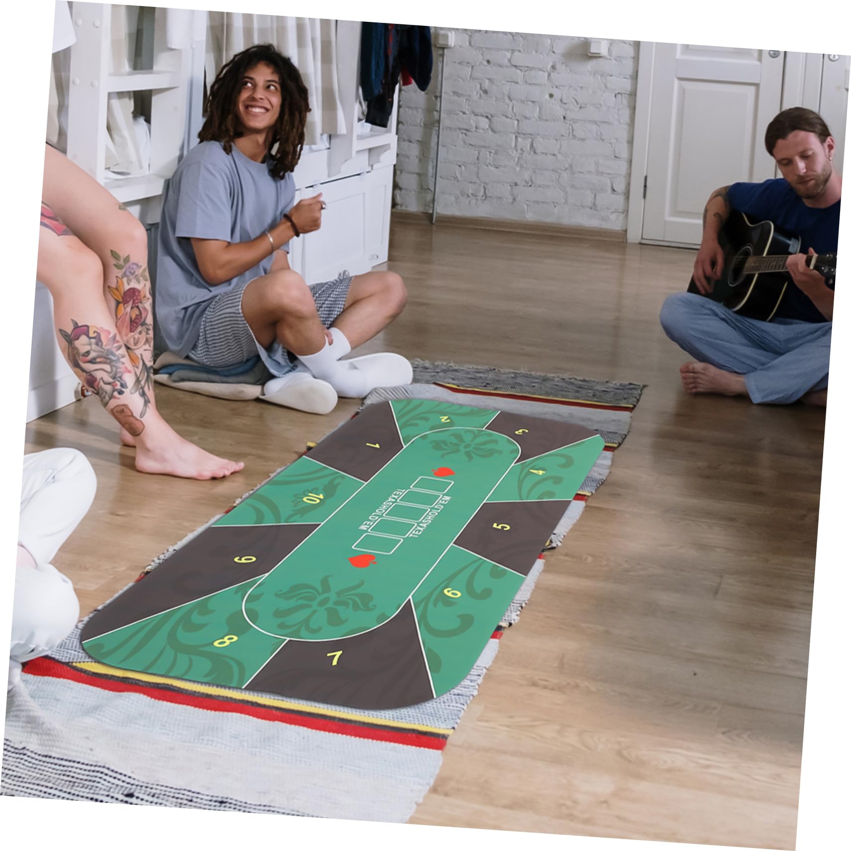 rutschfeste Pokermatte aus Gummi für 10 Spieler, Grün