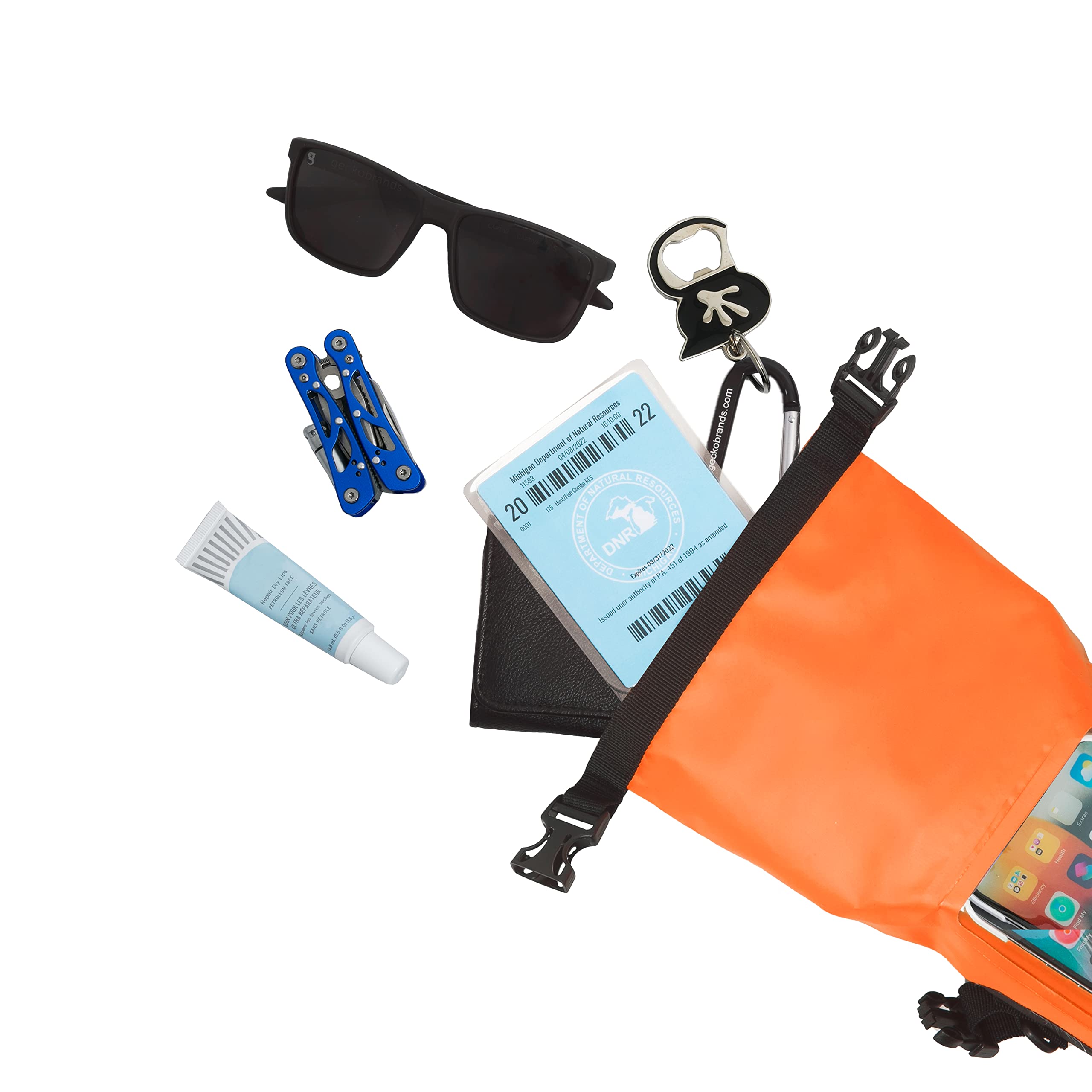 geckobrands Wodoodporna torba na telefon - torba na telefon na zewnątrz i torba na sucho - pasuje do większości modeli iPhone i Samsung Galaxy, neonowy pomarańczowy