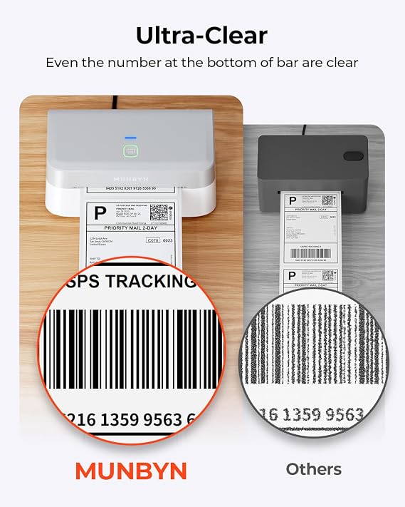 2 Inch Orange Circle Thermal Labels+RW403B Bluetooth Shipping Label Printer