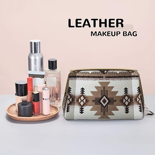 Miniatura 8 de Akautosm Nativo Americano Pequeña Bolsa de Cosméticos PU Cuero Portátil Bolsa de Maquillaje Bolsa Organizador de Viaje para Artículos de Aseo de