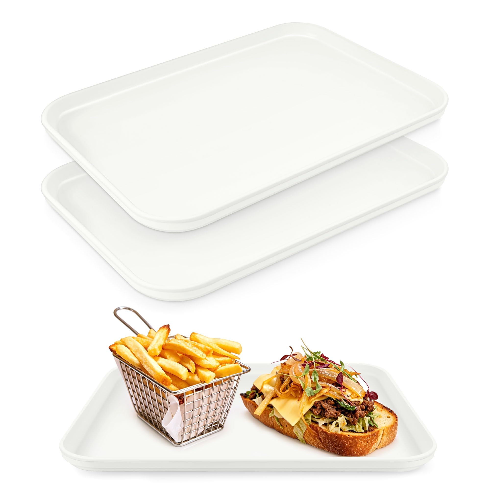 SOSMAR Rectangular Serving Trays, 12.2 x 8.66in Reusable Plastic Trays