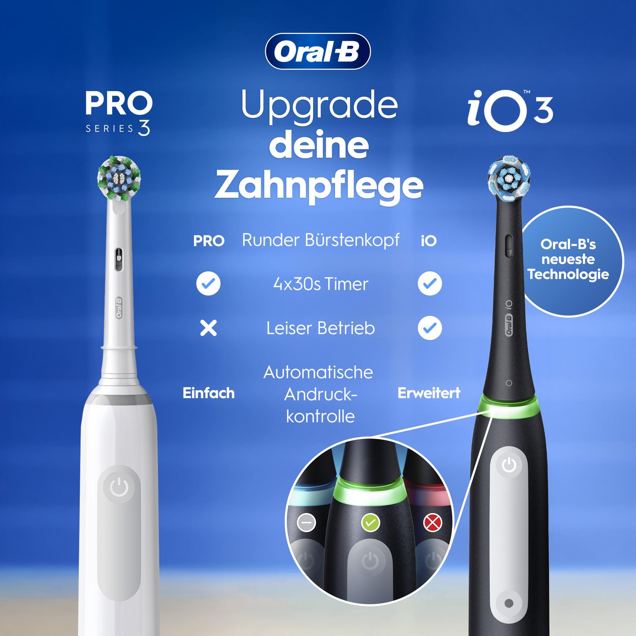 Oral-B Pro Series 3 Electric Toothbrush Twin Pack - Electric Toothbrush, Includes 4 Replacement Toothbrush Heads - 3 Cleaning Modes for Dental Care, Electric Toothbrush, Designed by Braun, Black and White - 2
