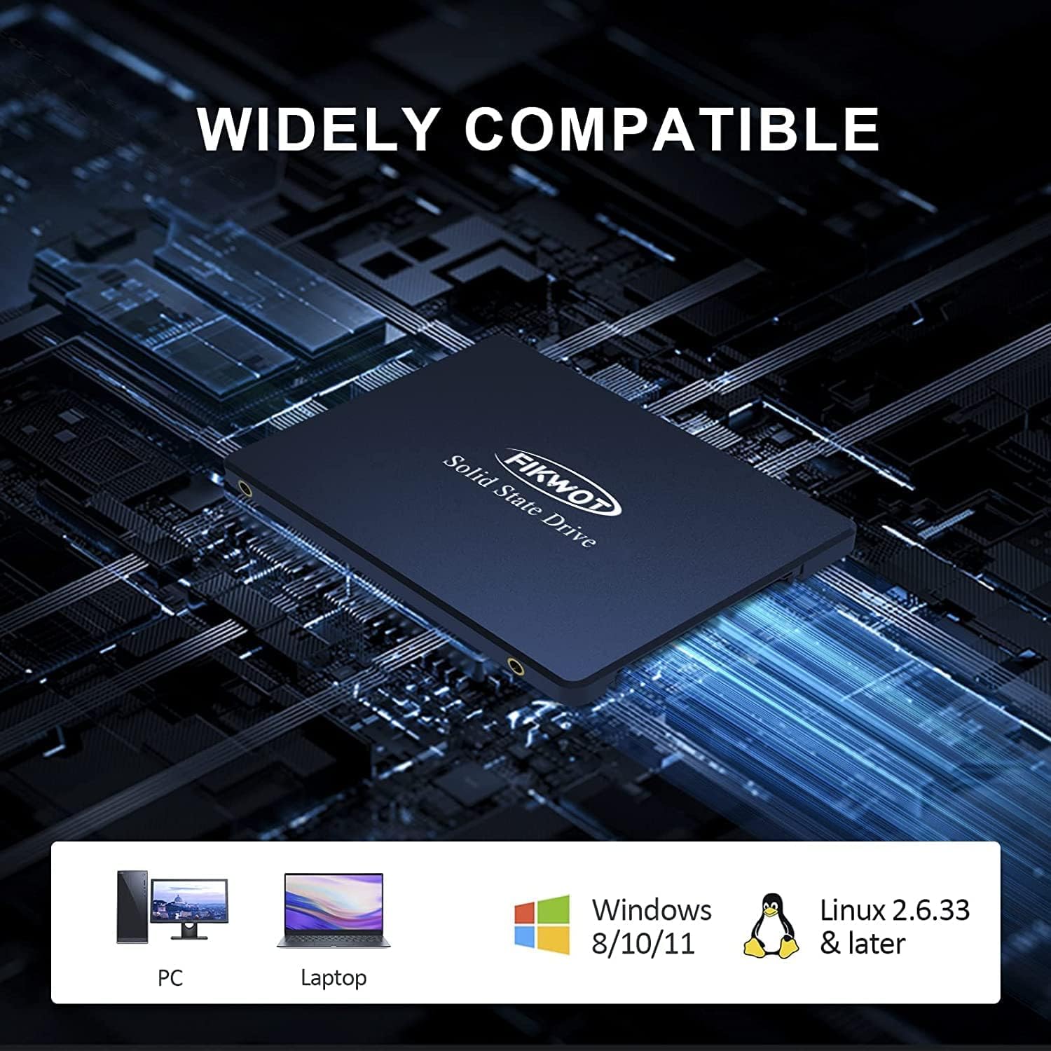 Fikwot FS810 Unità Interna a stato solido da 2TB da 2,5 pollici - SATA III 6Gb/s, SSD Interno 3D NAND TLC, fino a 550MB/s, Compatibile con Laptop e PC Desktop