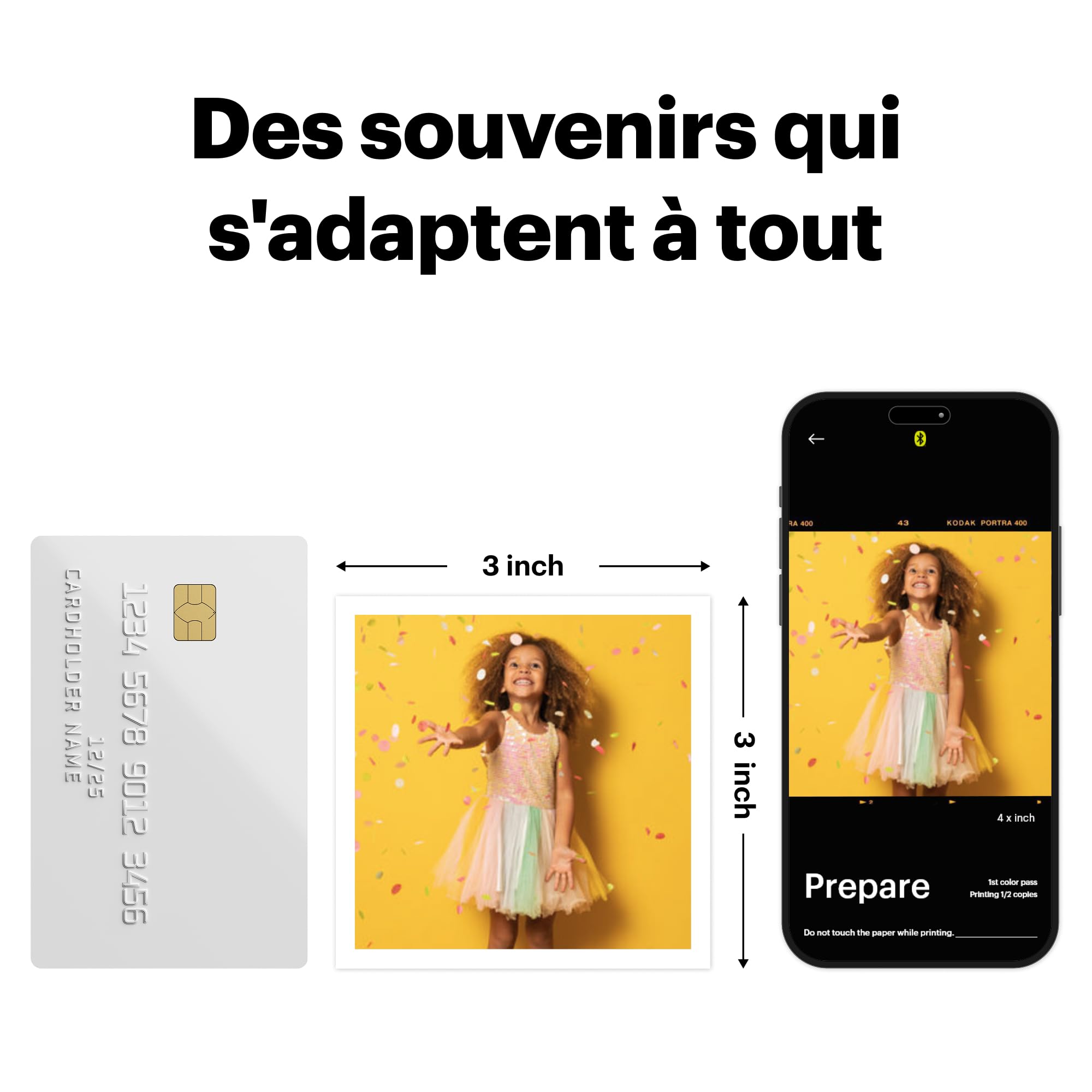 Kodak Mini Shot 3 Retro Cadeau Noel, Appareil Photo Instantané Vintage avec Imprimante Photo Portable, 76x76 mm, Technologie 4Pass, Pack de 38 Papiers Photo – Blanc
