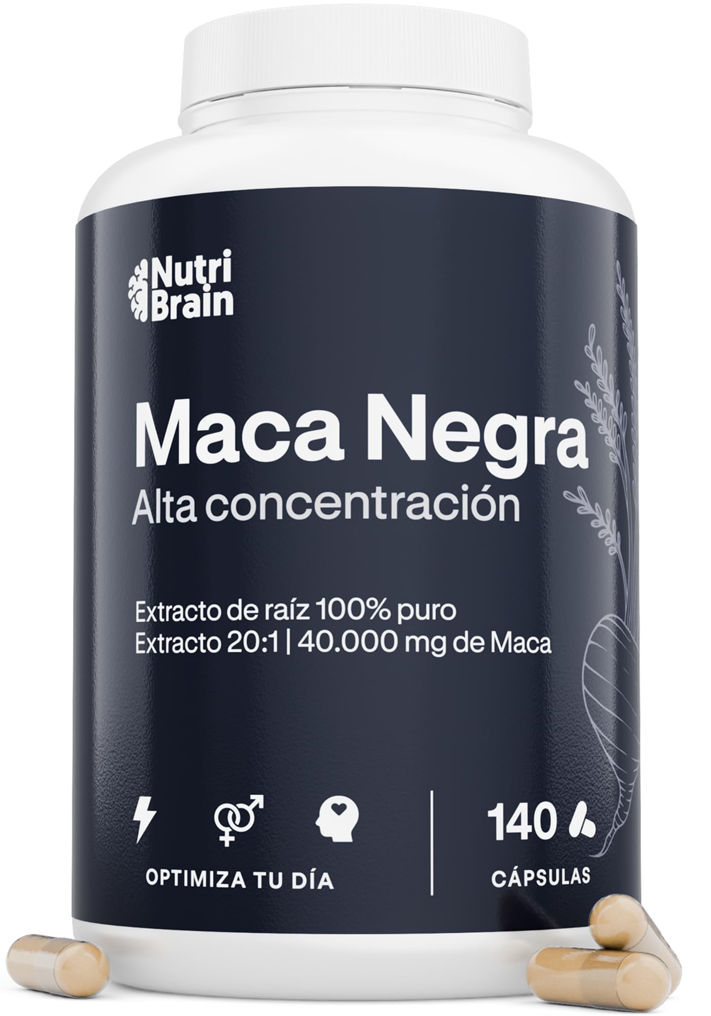 Maca Negra Andina 40.000mg Ultraconcentrada, Extracto 20:1, 140 Cápsulas