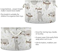 Vista 3 de Kigai Cesta de cuerda de algodón de perezoso, cesta redonda grande para ropa sucia para bebé, manta de juguete, contenedor de almacenamiento