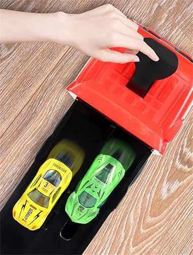 Miniatura 4 de Mega Transportista con pista de carreras de expulsión, catapulta y tiro, camión grande, juguete transportador de almacenamiento plegable, camión