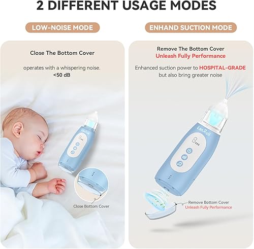 Miniatura 4 de Aspirador nasal de grado hospitalario para bebé, succión nasal automática para niños, limpiador de mocos para bebés con nivel de succión ajustable,