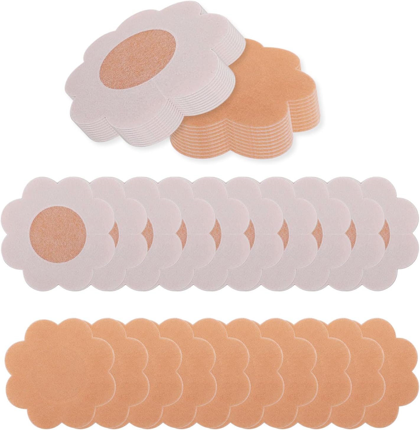 iwiioNipple Covers - 40Pcs Boob Tape Nipple Stickers Petals Nipple Tape Self-Adhesive Pasties Nipple Covers Invisible Nipple Stickers Petals bra tape Breast Covers for Women Waterproof Swim Beige