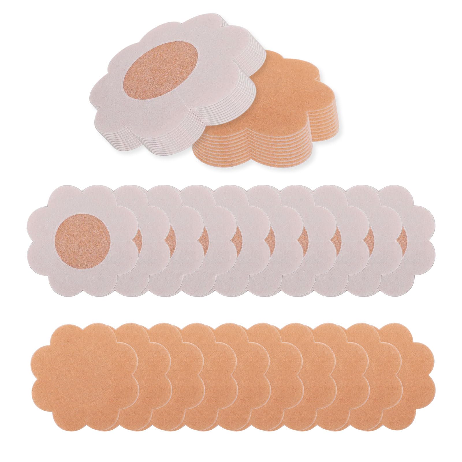 iwiioNipple Covers - 40Pcs Boob Tape Nipple Stickers Petals Nipple Tape Self-Adhesive Pasties Nipple Covers Invisible Nipple Stickers Petals bra tape Breast Covers for Women Waterproof Swim Beige