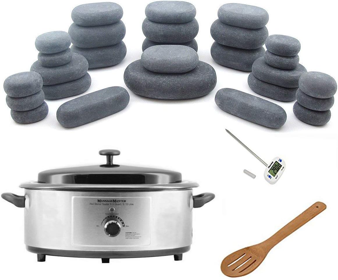 Zabrina Hot Stone Massage Kit: 27 Basalt Stones + 6.5 Quart Heater