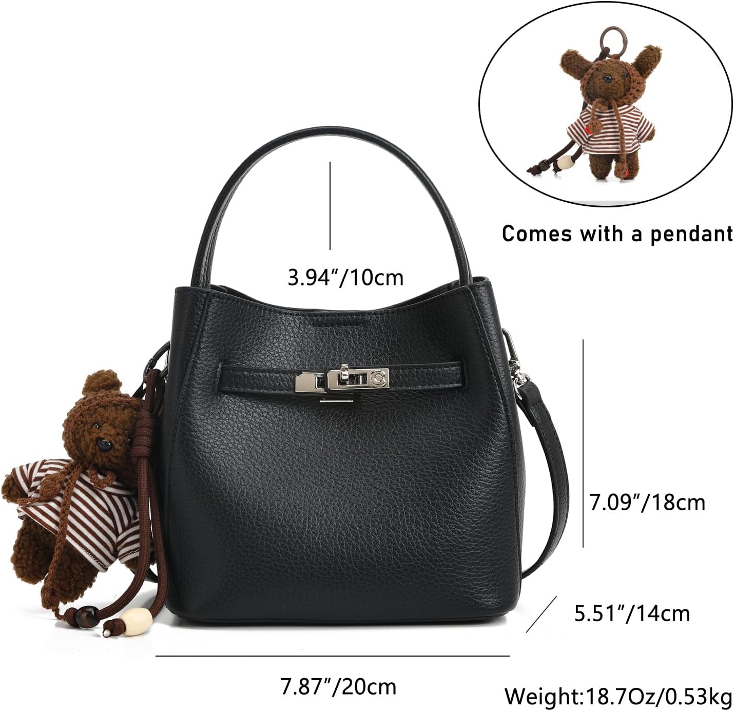 Ladies' wallet, light luxury bucket bag, lychee patterned handbag, high-end sense, one shoulder versatile crossbody bag