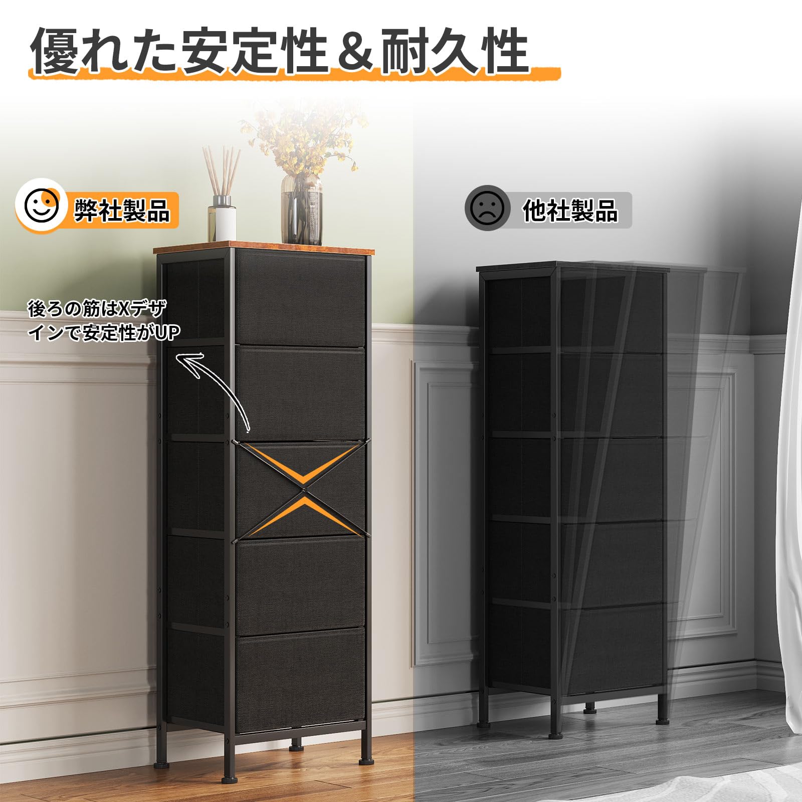 Amazon｜KKL チェスト タンス 収納ケース リビング収納 布製 引き出し