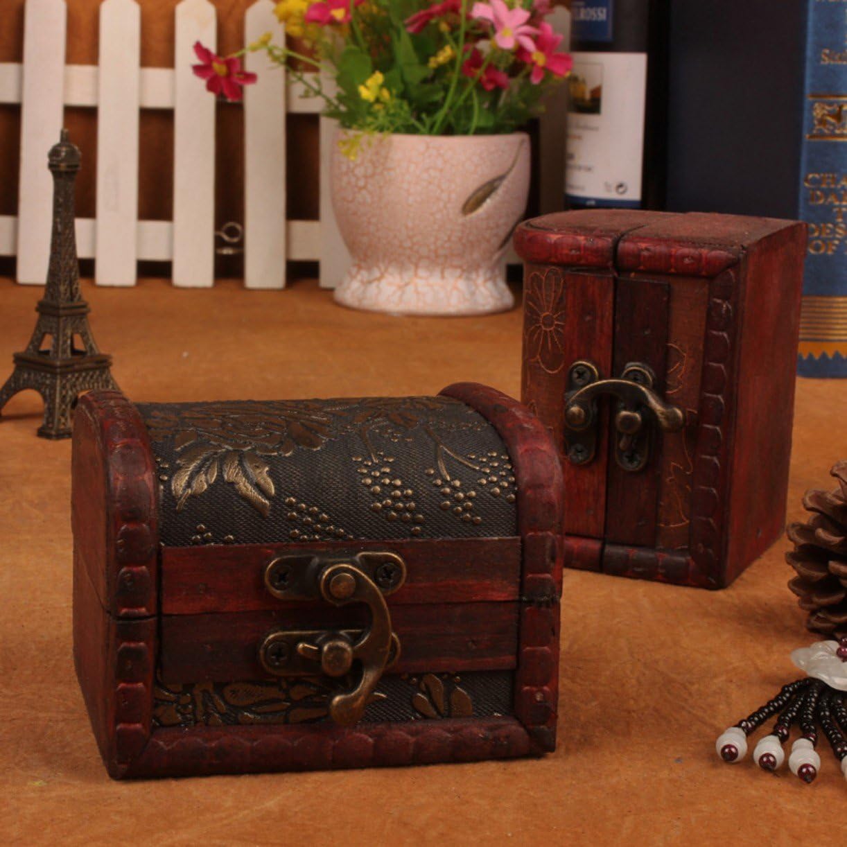 ARTISTERY Antique Treasure Chest Decorative Wooden Lock Box for Treasures Gift Money Emerald |Home & Garden | Household Supplies & Cleaning | Home Organization | Storage Boxes 4